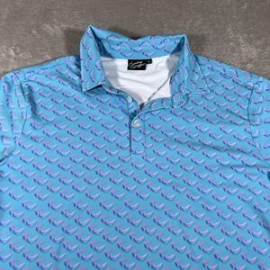 Sunday Swagger Performance Polo Shirt Mens XL Blue Sunglasses Print Golf Stretch